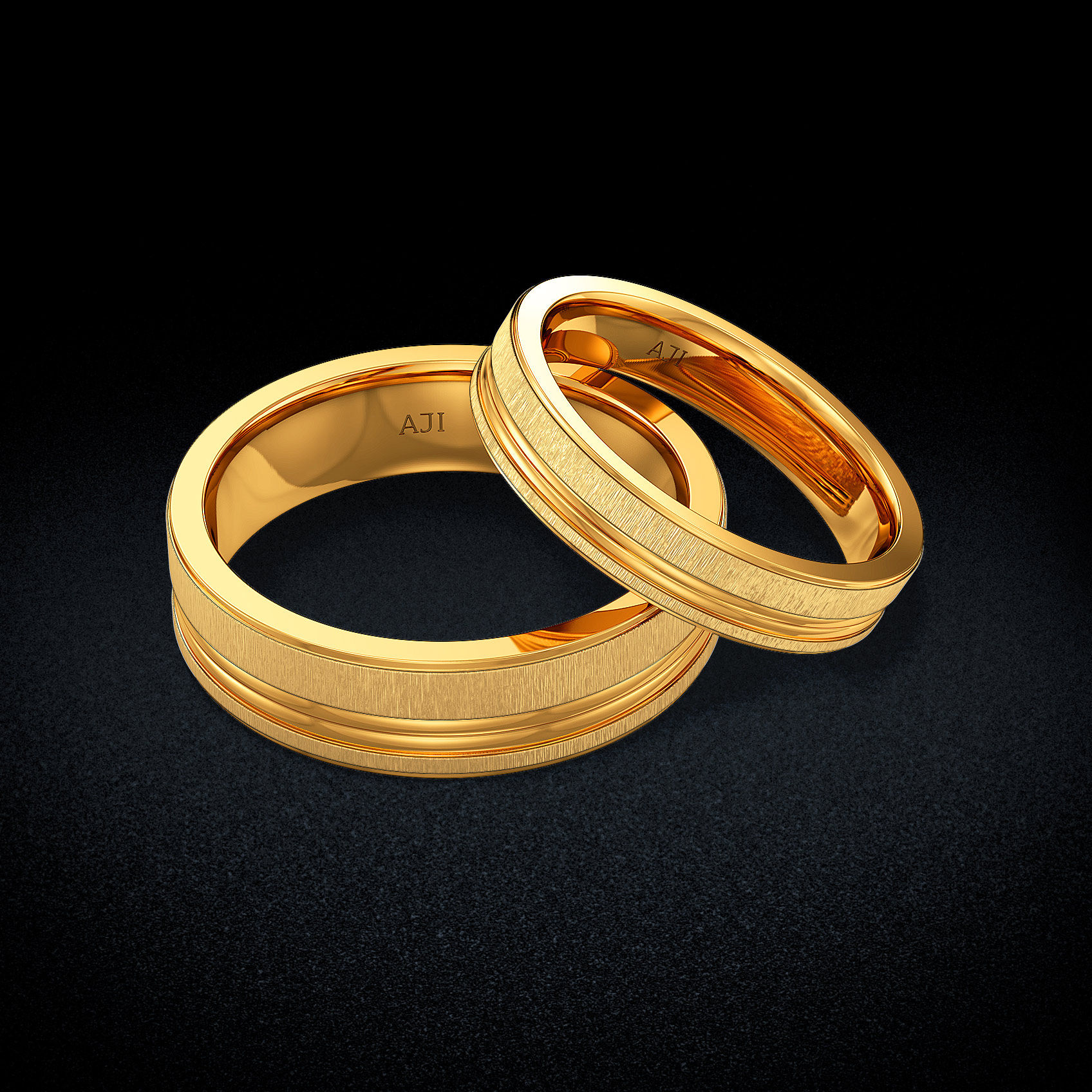 Patterned Bond Gold Couple Rings image