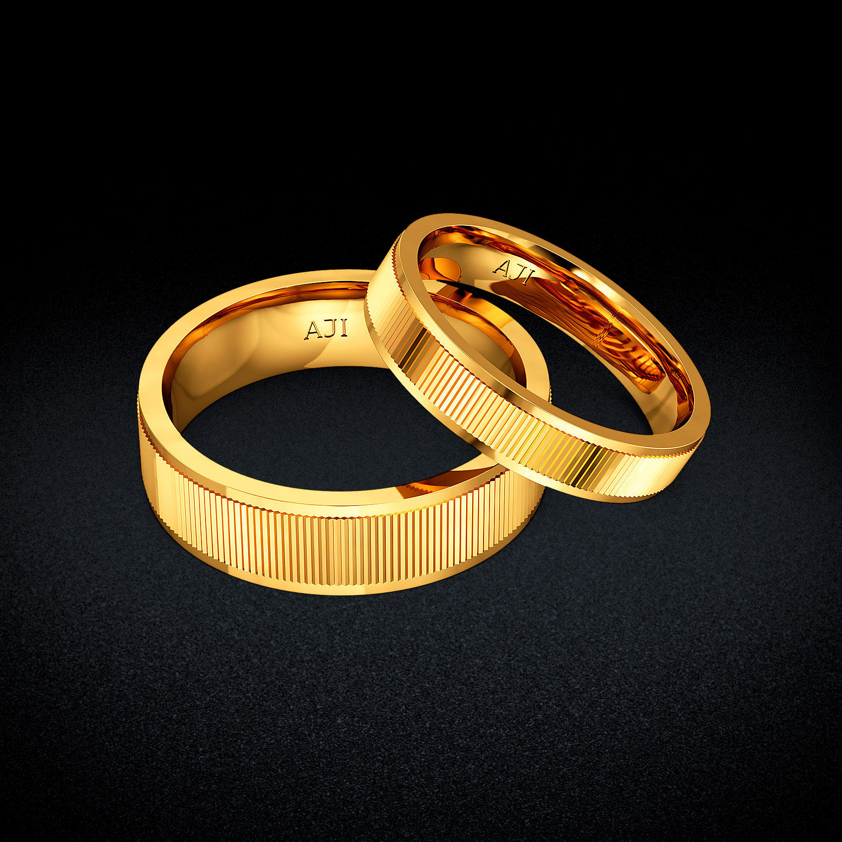 Harmony Lines Gold Couple Rings image