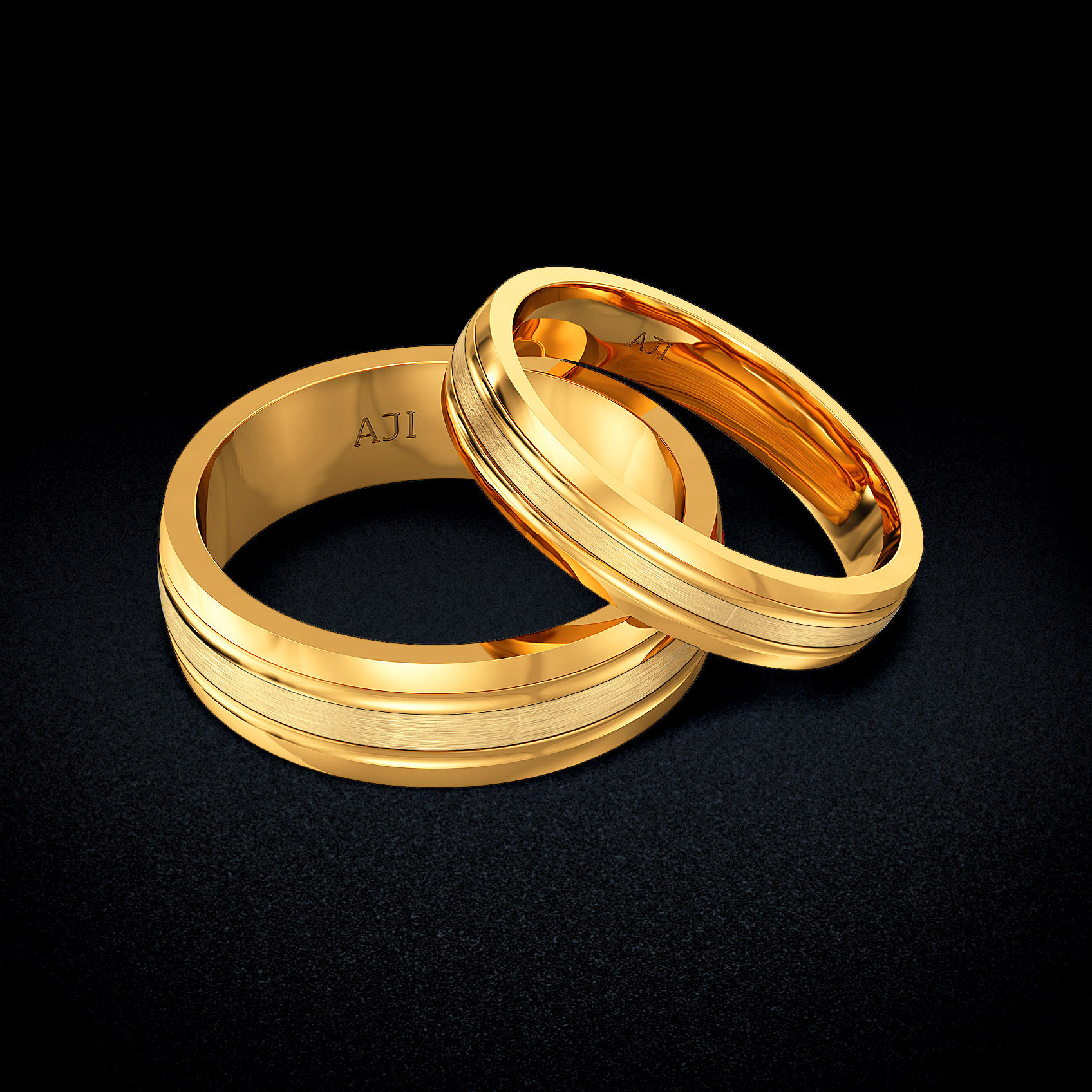 Crafted Glow Gold Couple Rings image