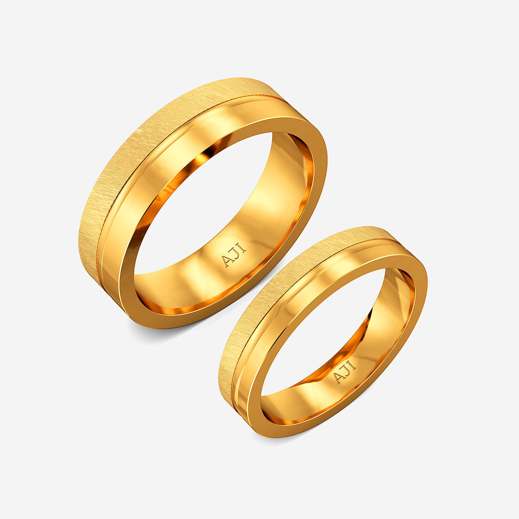 Etched Gleam Gold Couple Rings