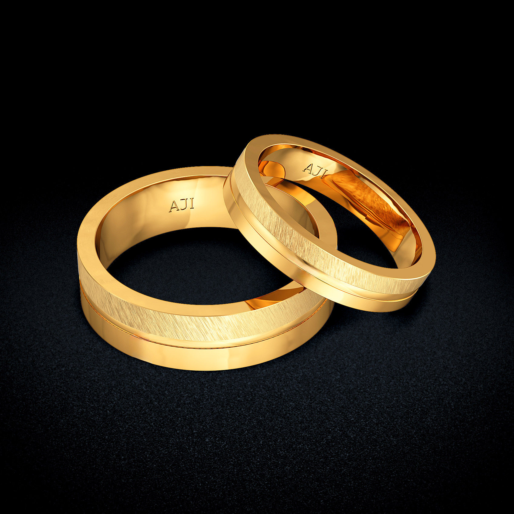 Etched Gleam Gold Couple Rings image