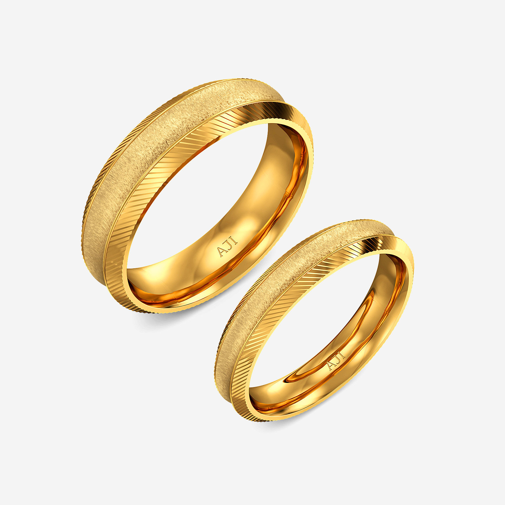 Angled Gleam Gold Couple Rings