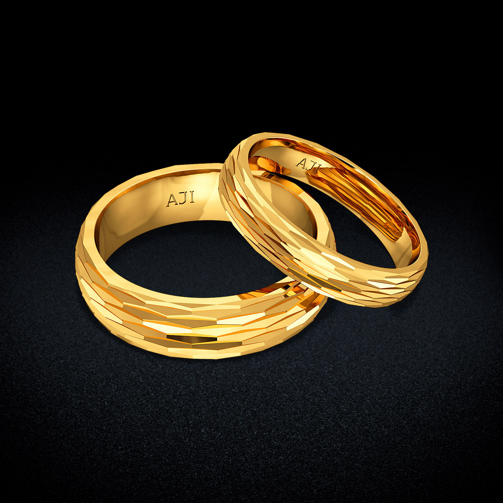 Carved Spark Gold Couple Rings image