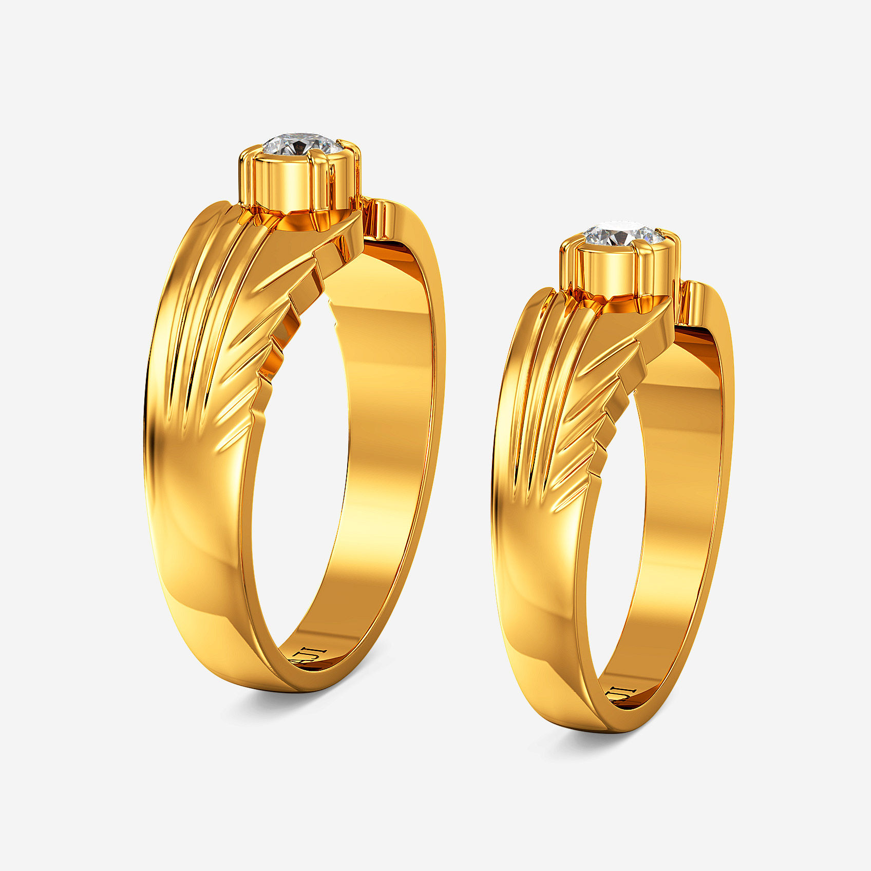 Linear Solitaire Gold Couple Rings alternate view 1