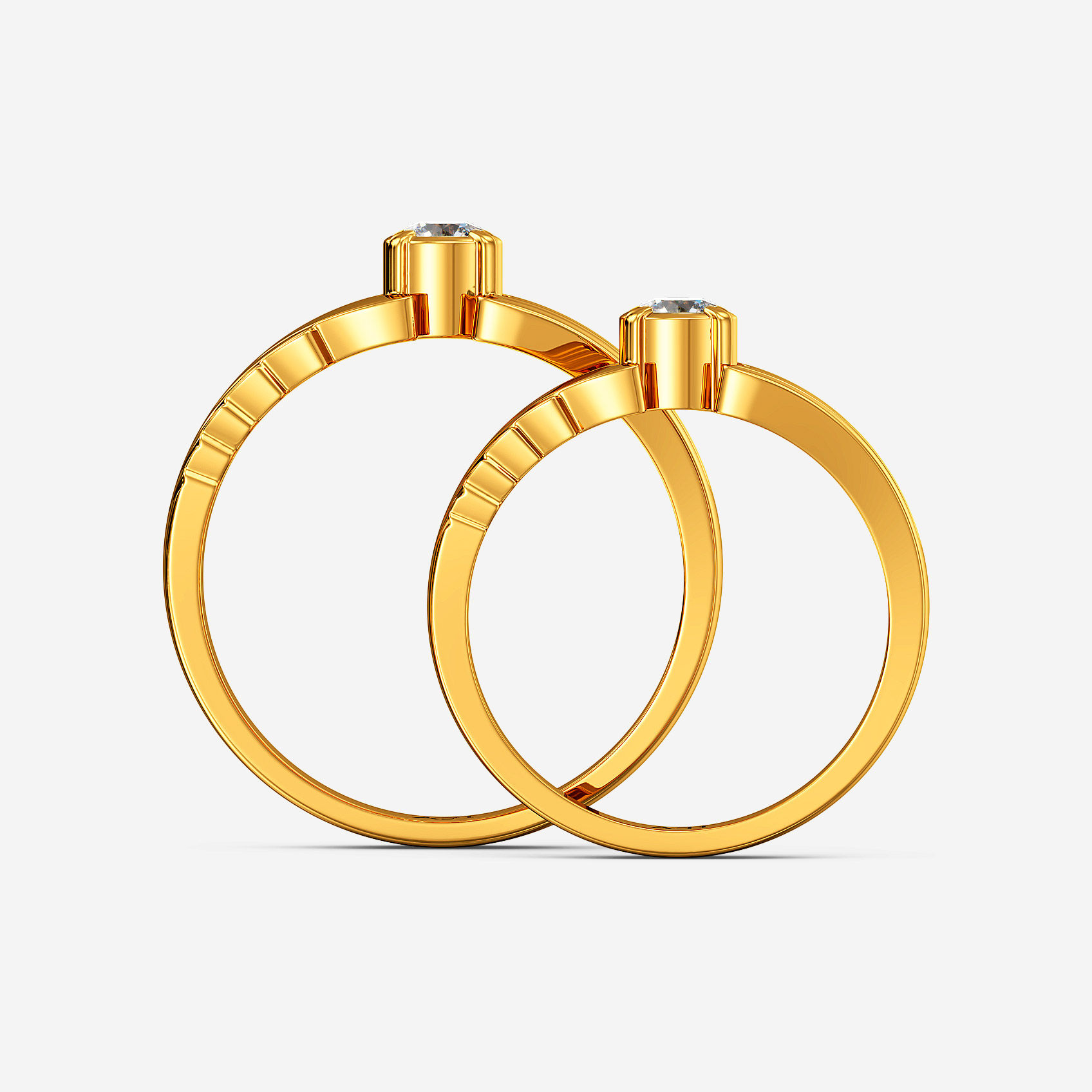 Linear Solitaire Gold Couple Rings alternate view 2