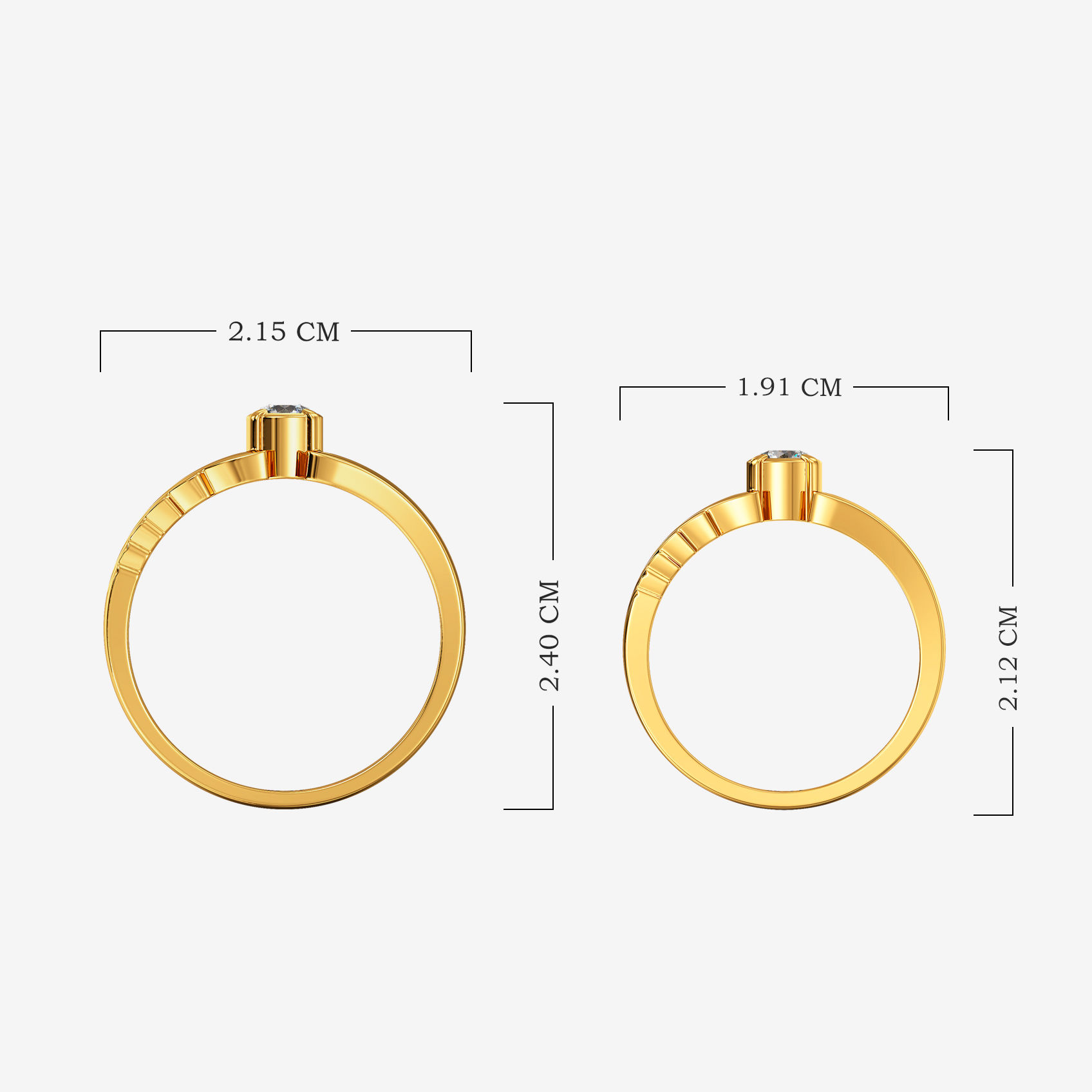 Linear Solitaire Gold Couple Rings alternate view 3