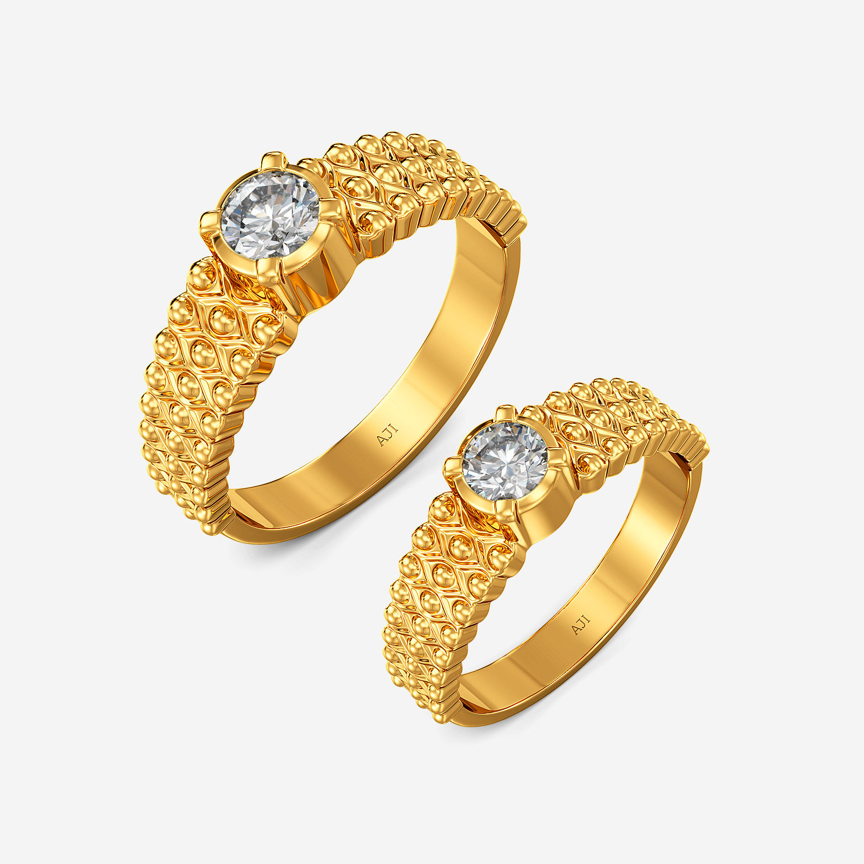 Constellation Solitaire Gold Couple Rings