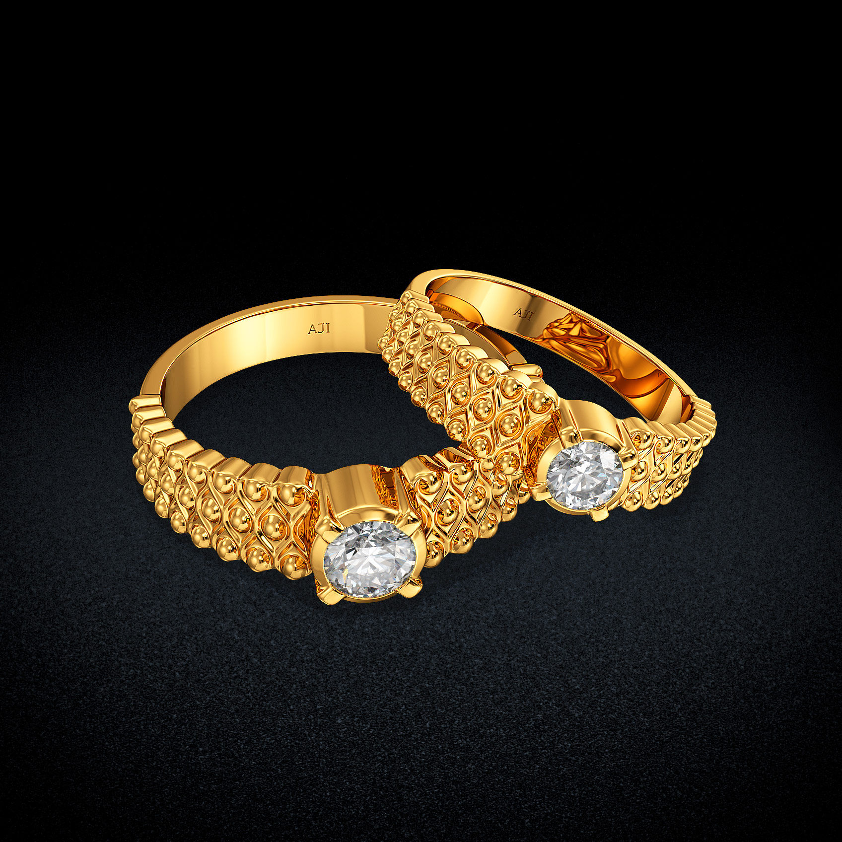 Constellation Solitaire Gold Couple Rings image