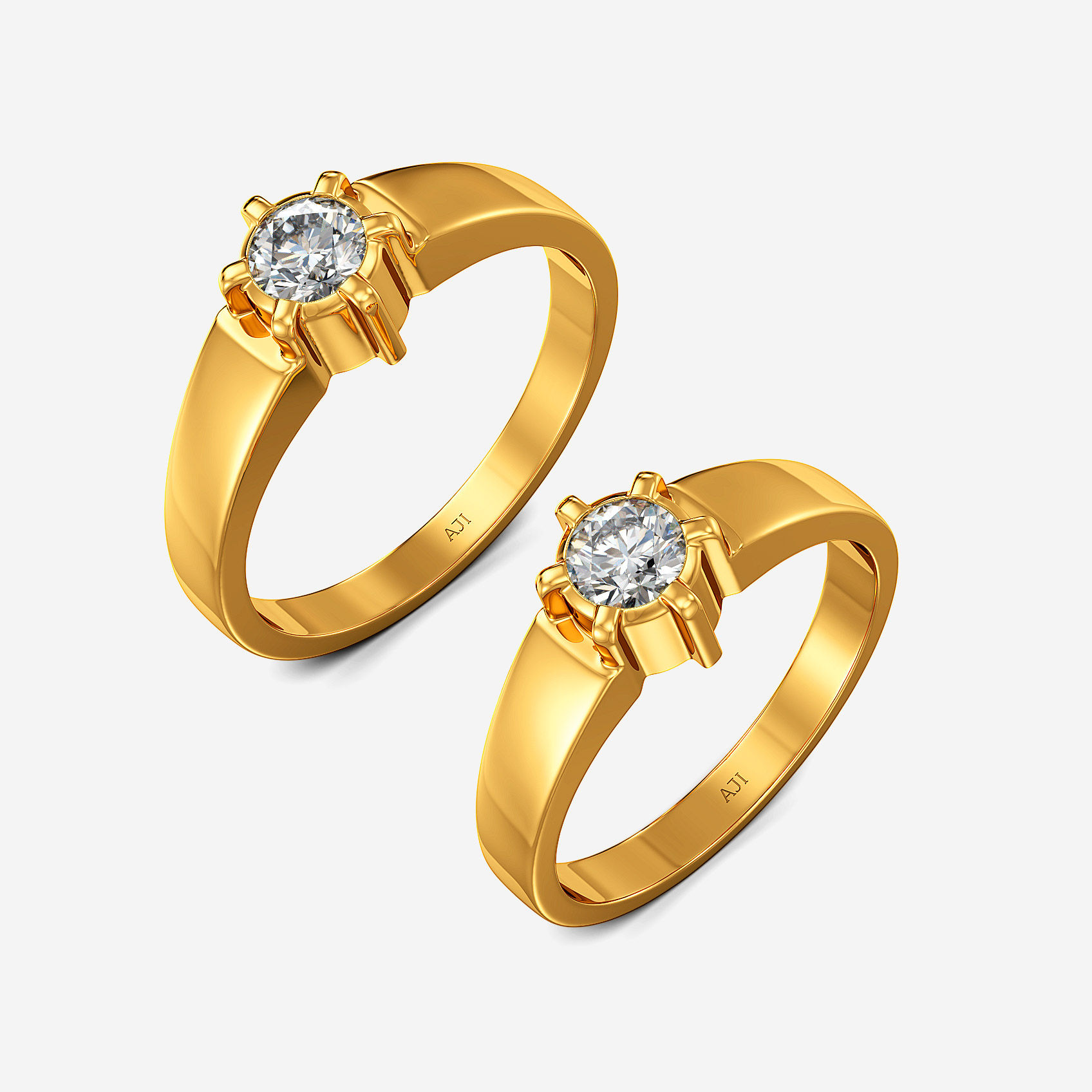 Minimal Spark Gold Couple Rings