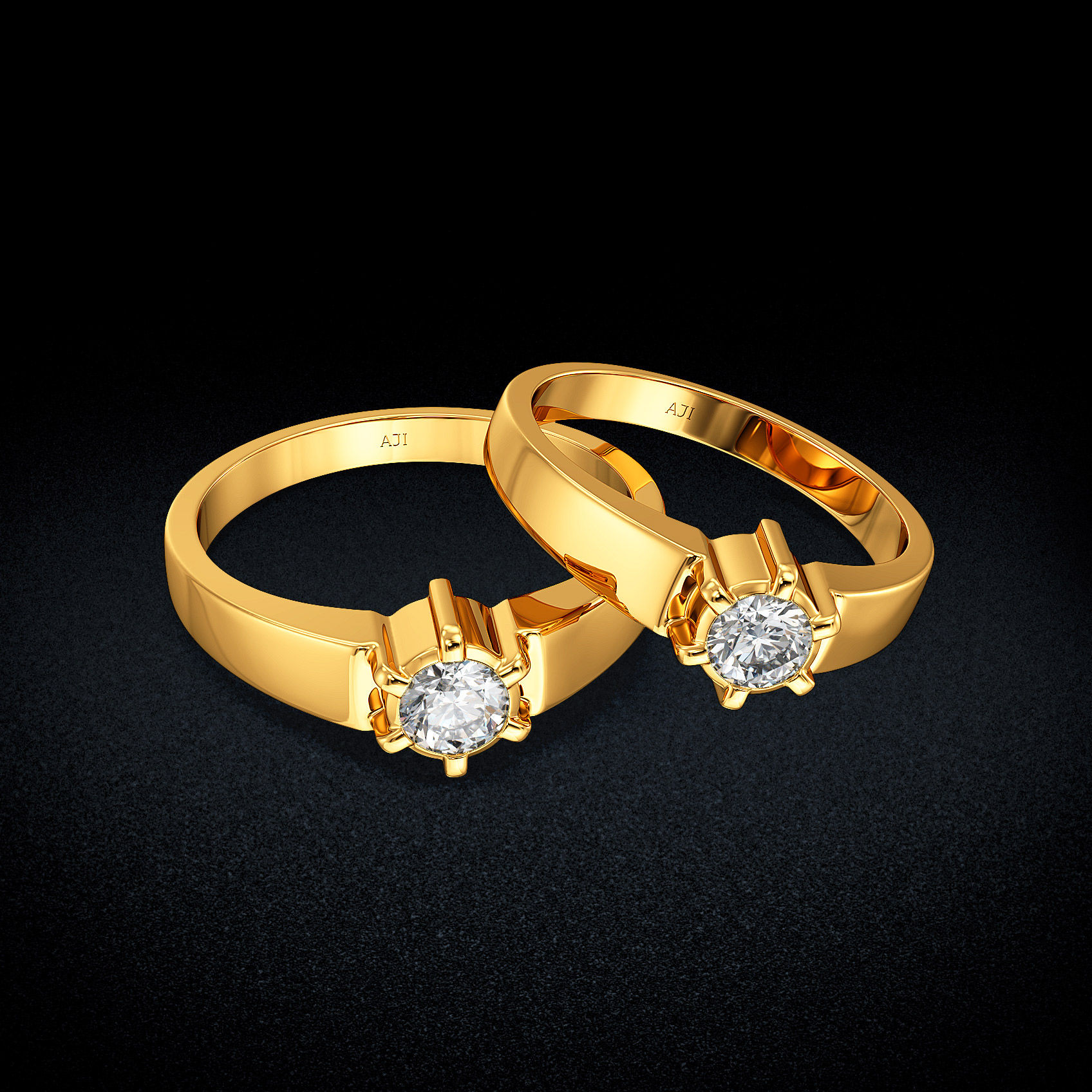 Minimal Spark Gold Couple Rings image