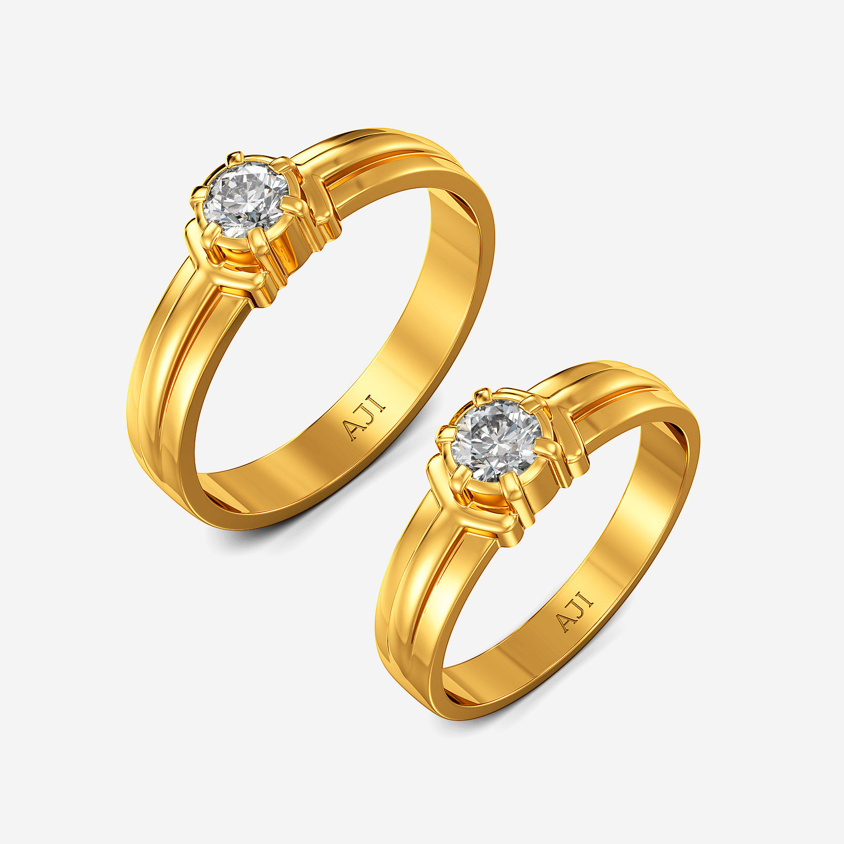 Evergreen Solitaire Gold Couple Rings