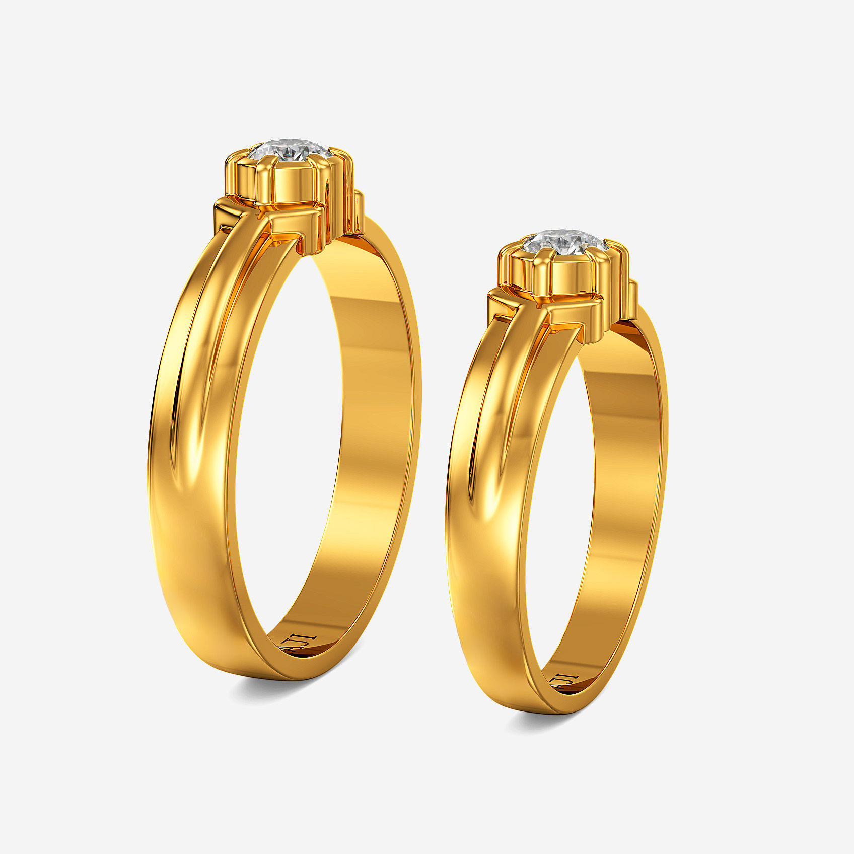 Evergreen Solitaire Gold Couple Rings alternate view 1