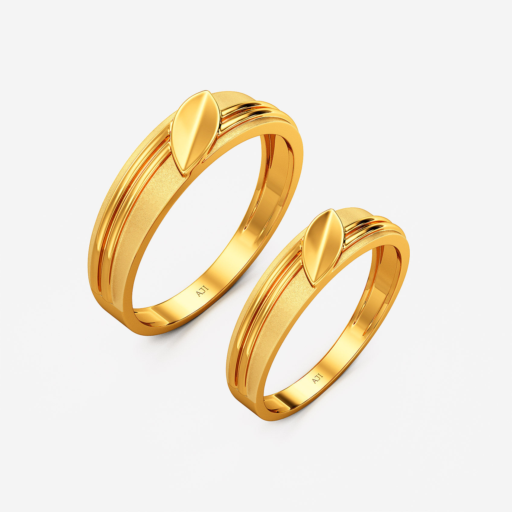 Textured Leaf Gold Couple Rings