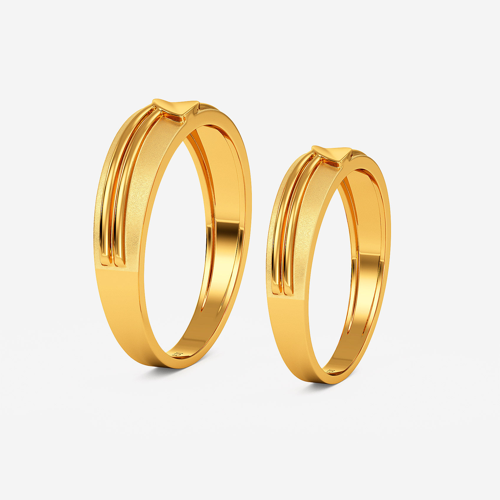Textured Leaf Gold Couple Rings alternate view 1