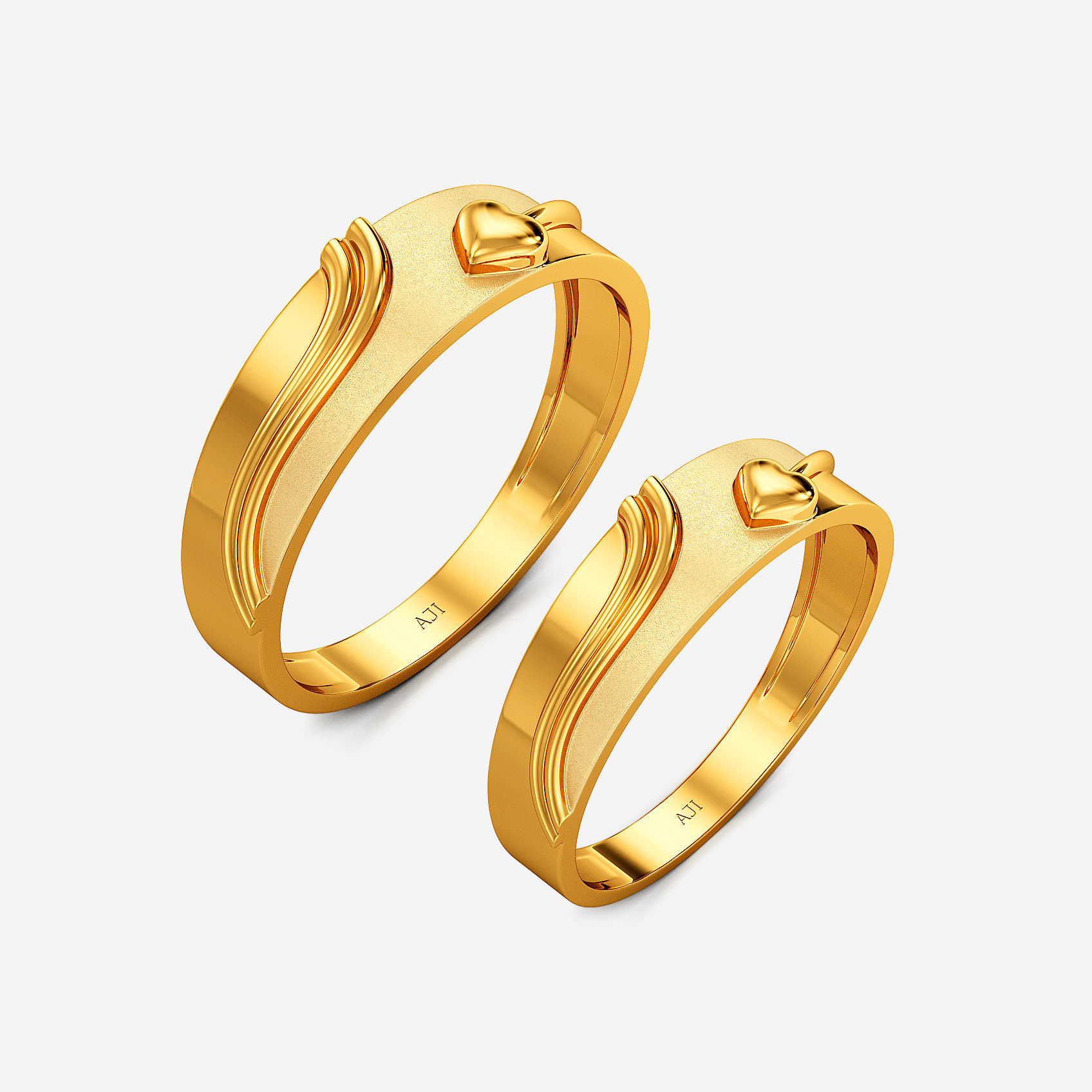 Heart Bloom Gold Couple Rings