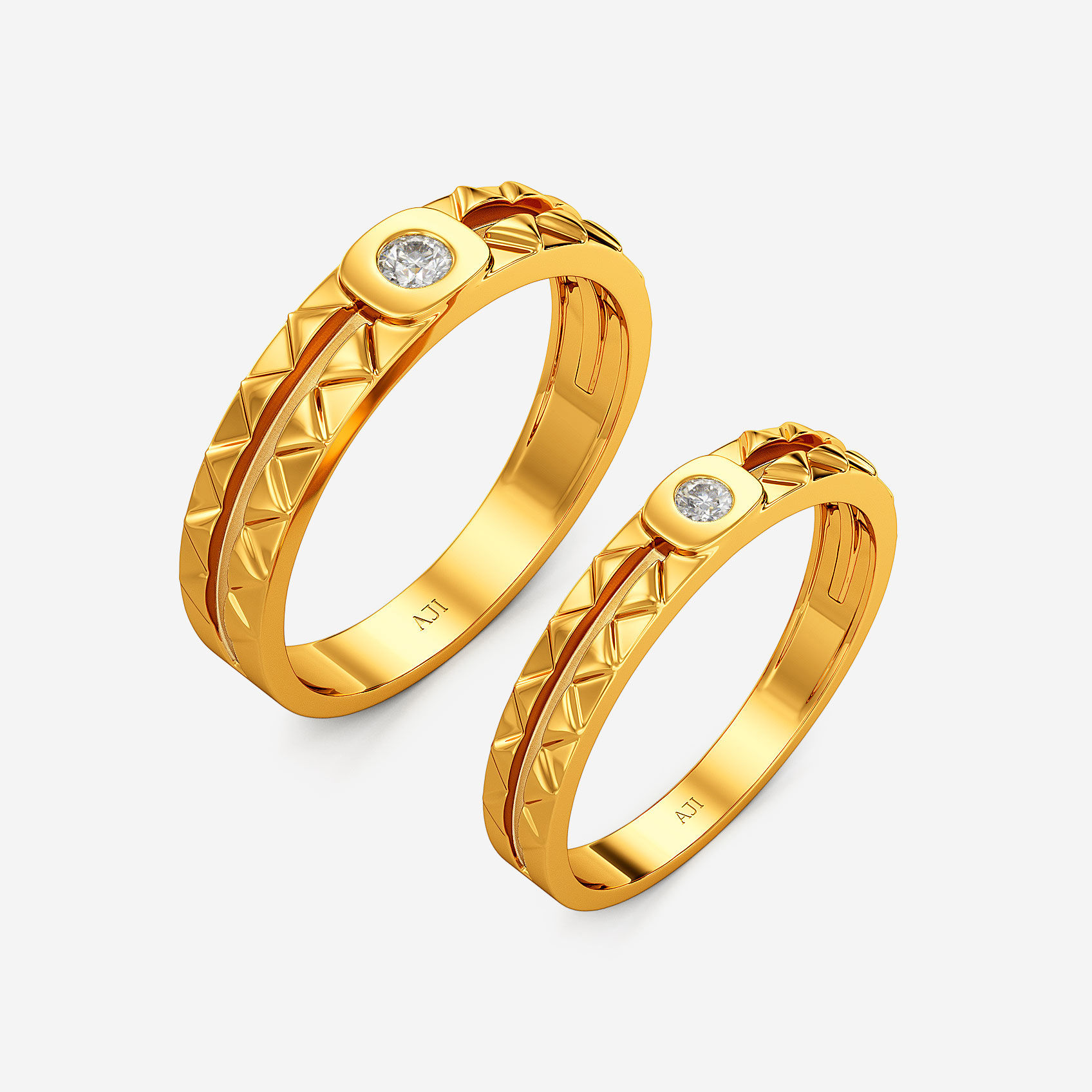Geo Crest Gold Couple Rings