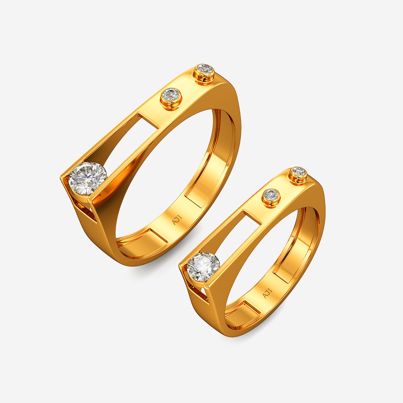Modern Vector Gold Couple Rings