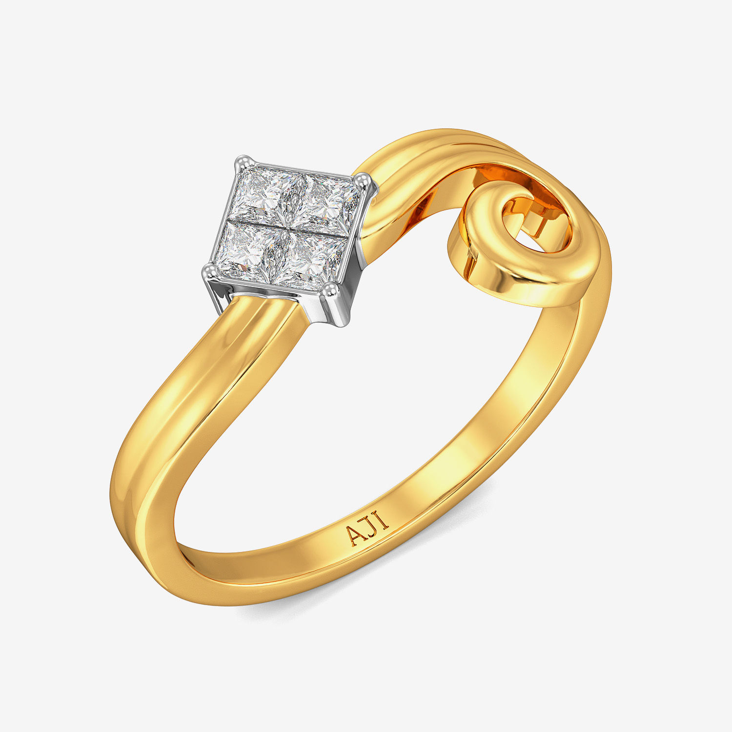 Swirl Box Diamond Ring
