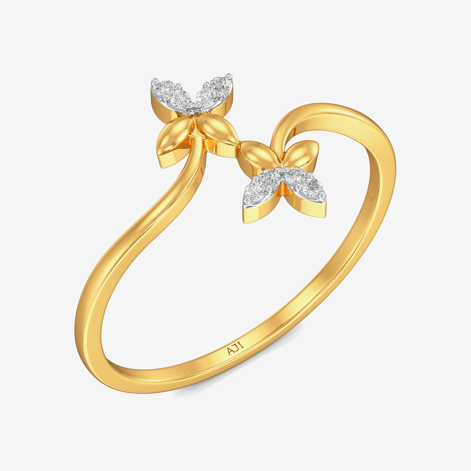 Duo Flower Glamorous Diamond Ring image