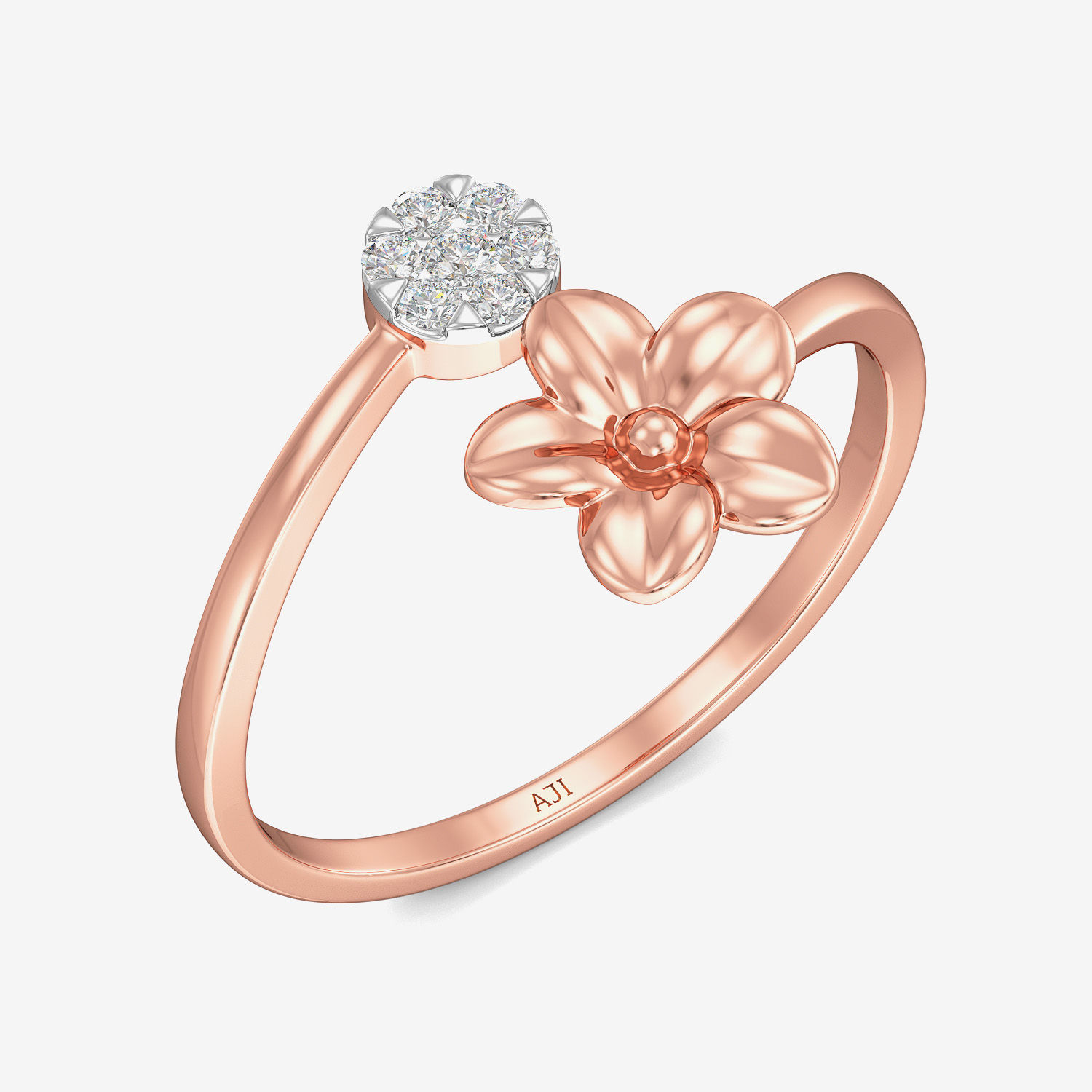 Flamboyant Flax Flower Diamond Ring image