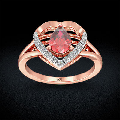 Flamy Pink Heart Diamond Ring image