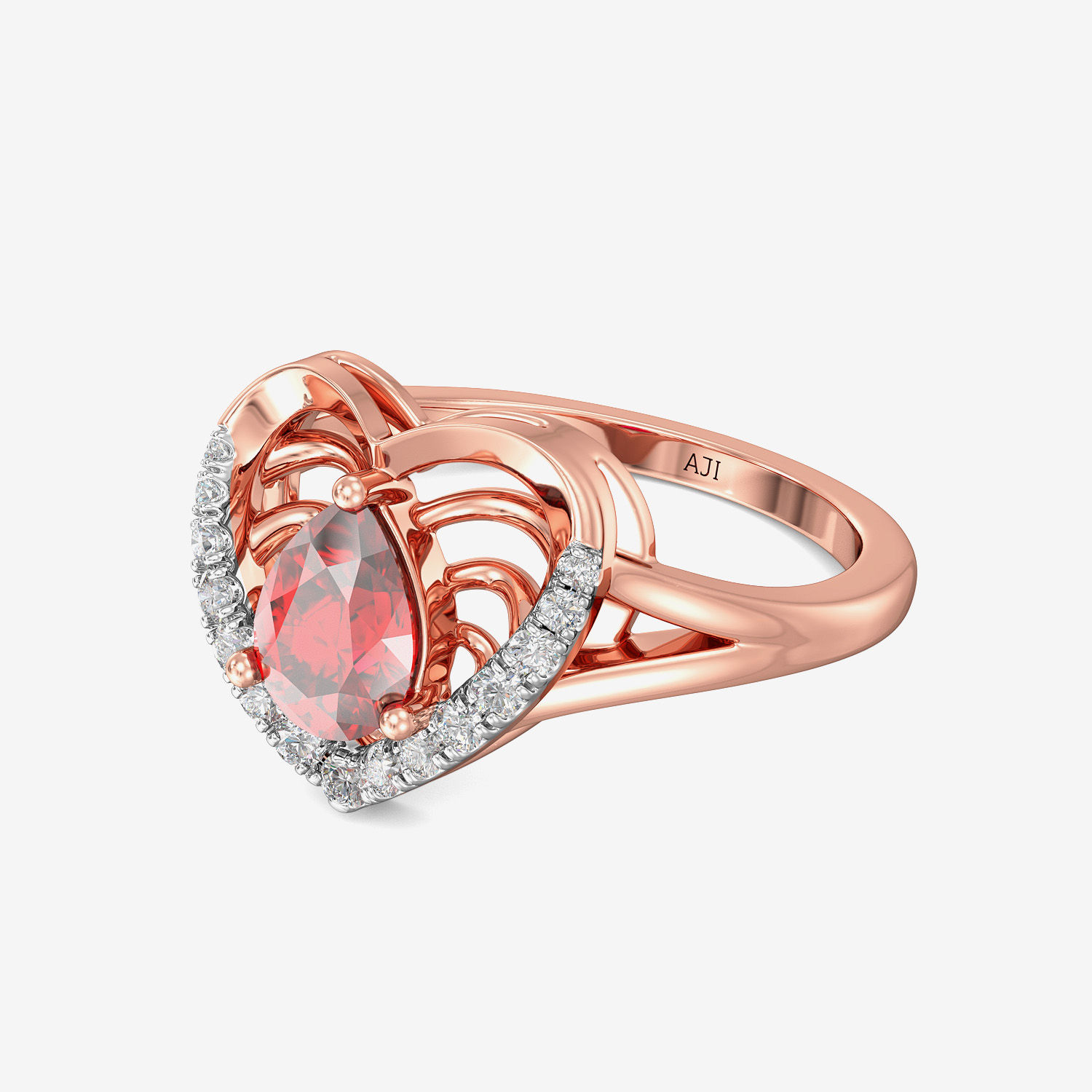 Flamy Pink Heart Diamond Ring image