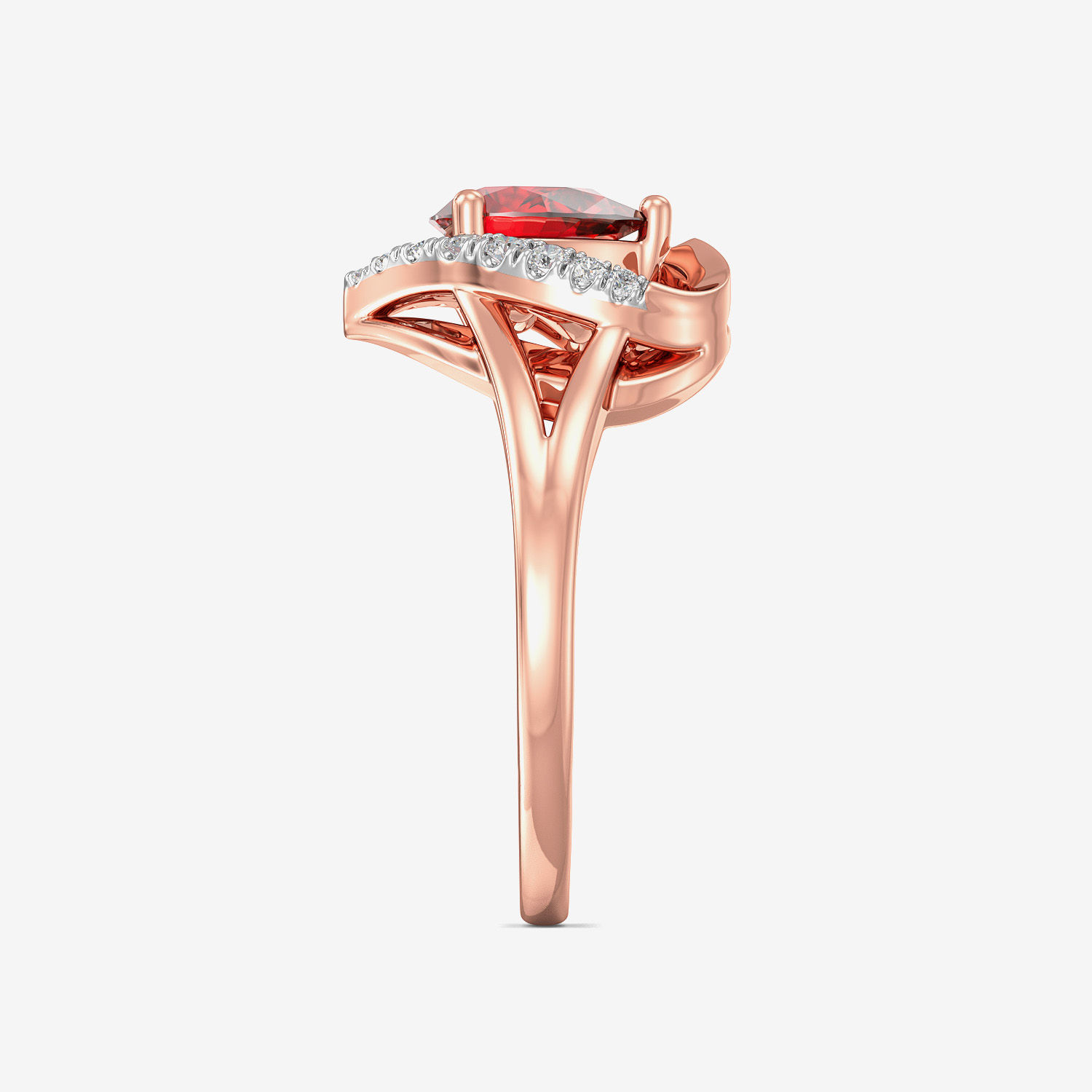 Flamy Pink Heart Diamond Ring image