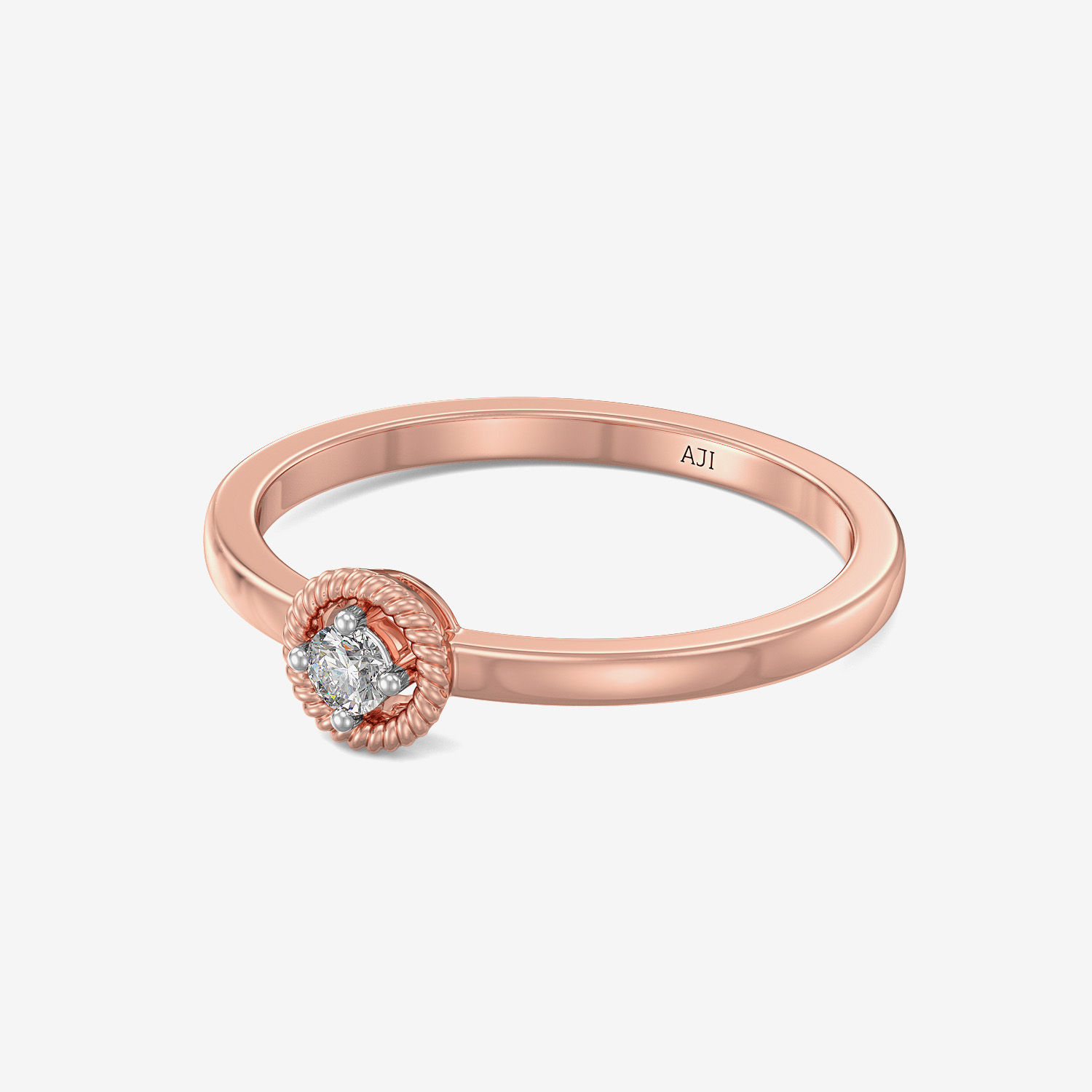 Rustic Round Single Diamond Ring alternate view 2