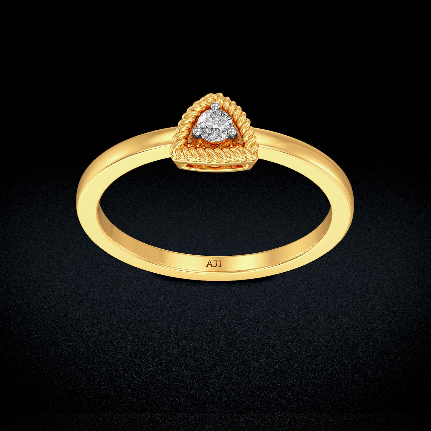 Curvy Triangular Single Diamond Ring image