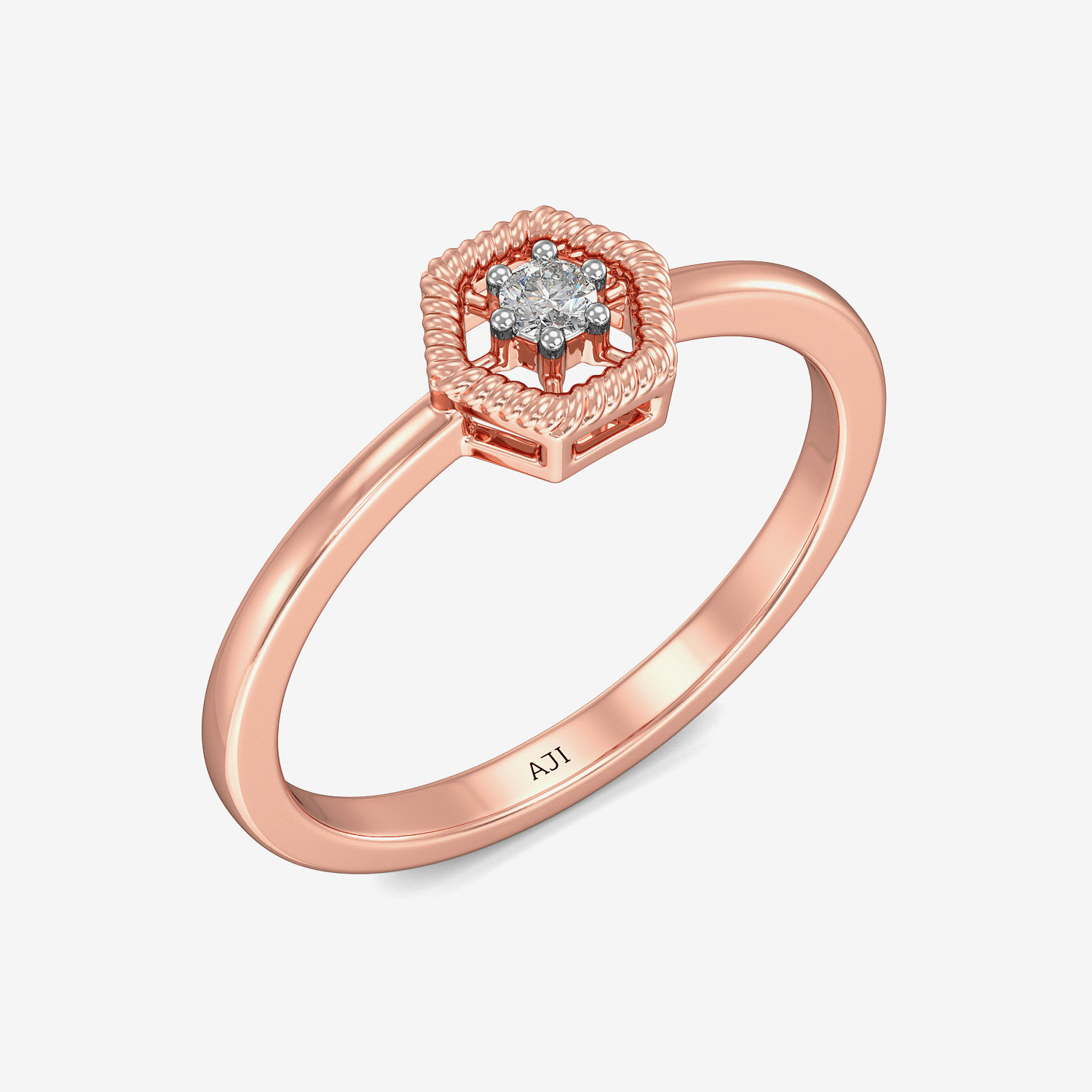 Hot-hexa Single Diamond Ring