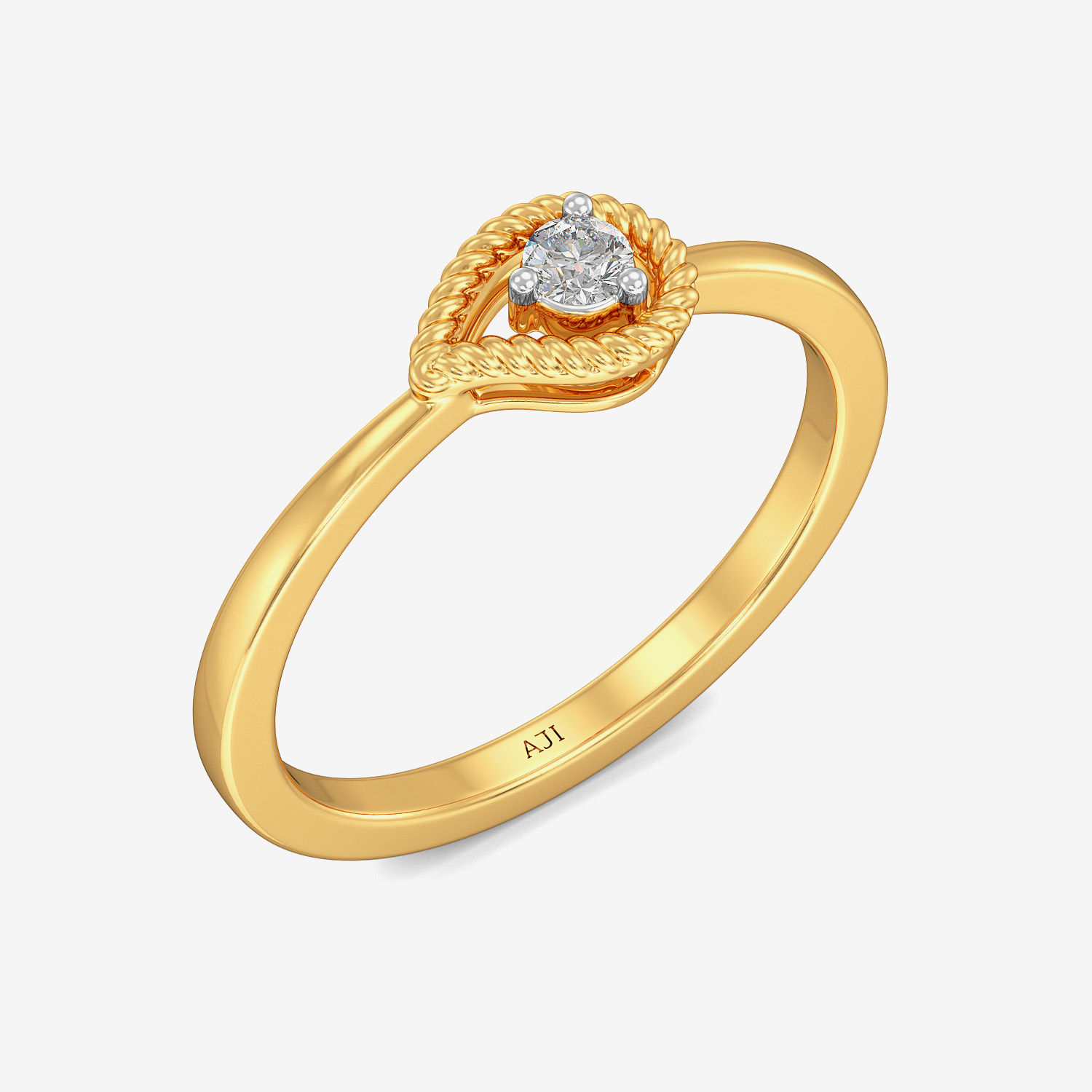 Pleasing Leaflet Single Diamond Ring