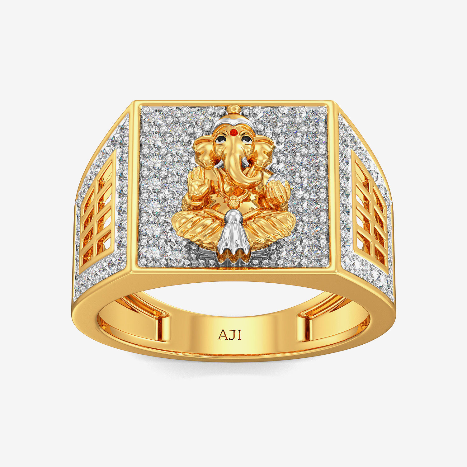 Beautiful Shree Ganesh Mens Diamond Ring alternate view 2