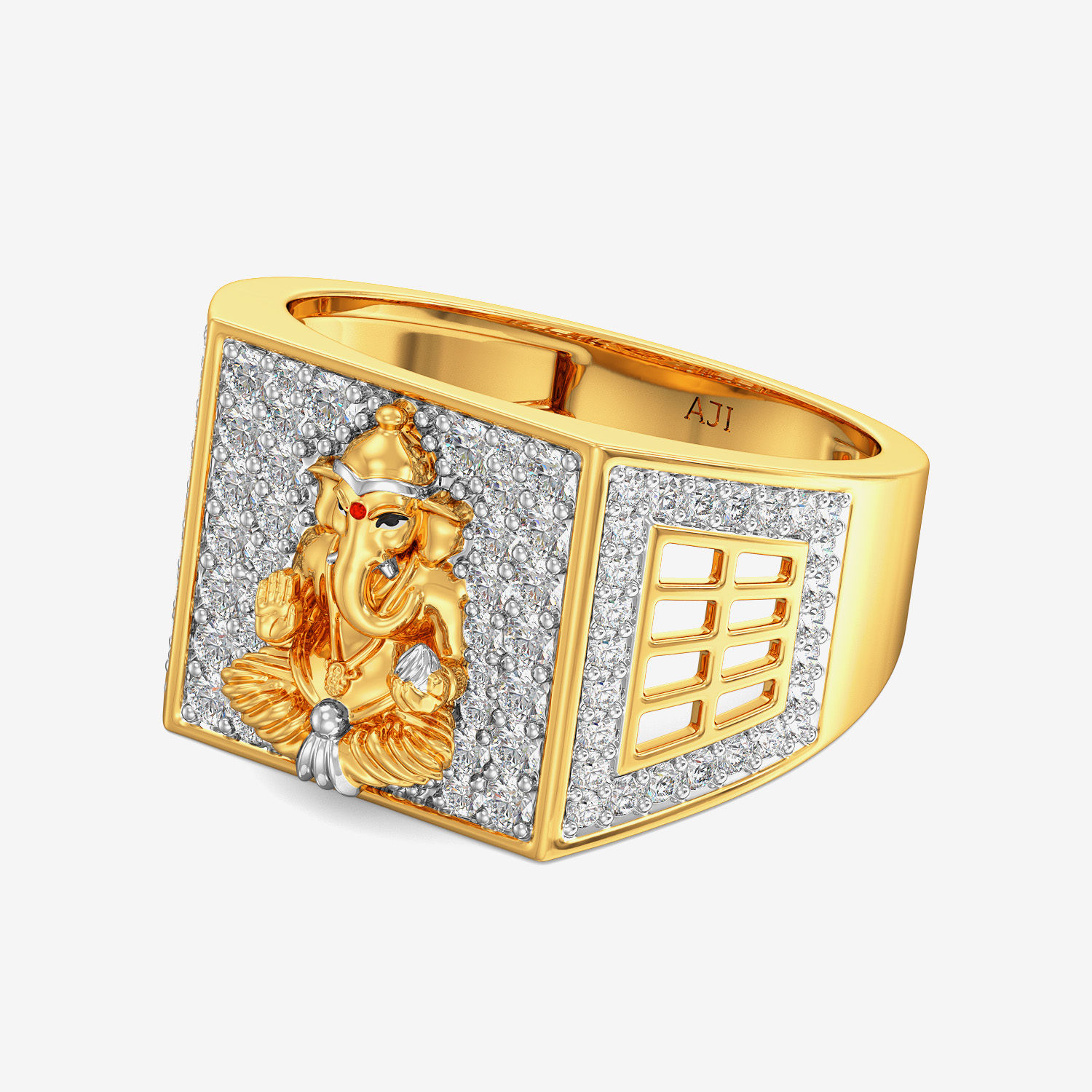 Beautiful Shree Ganesh Mens Diamond Ring alternate view 3
