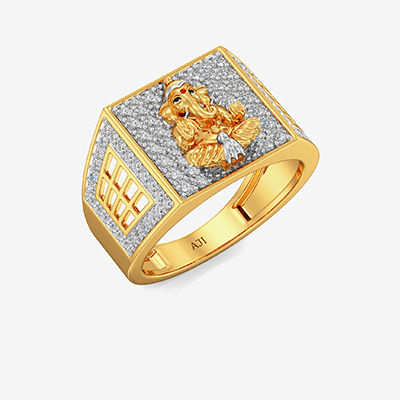 Beautiful Shree Ganesh Mens Diamond Ring alternate view 1
