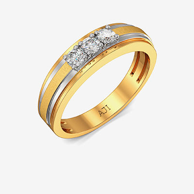 Tri-diamond Aesthetic Mens Ring alternate view 1