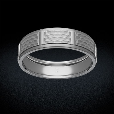 Unique Checks Motif Mens Platinum Ring alternate view 2