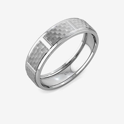 Unique Checks Motif Mens Platinum Ring alternate view 1