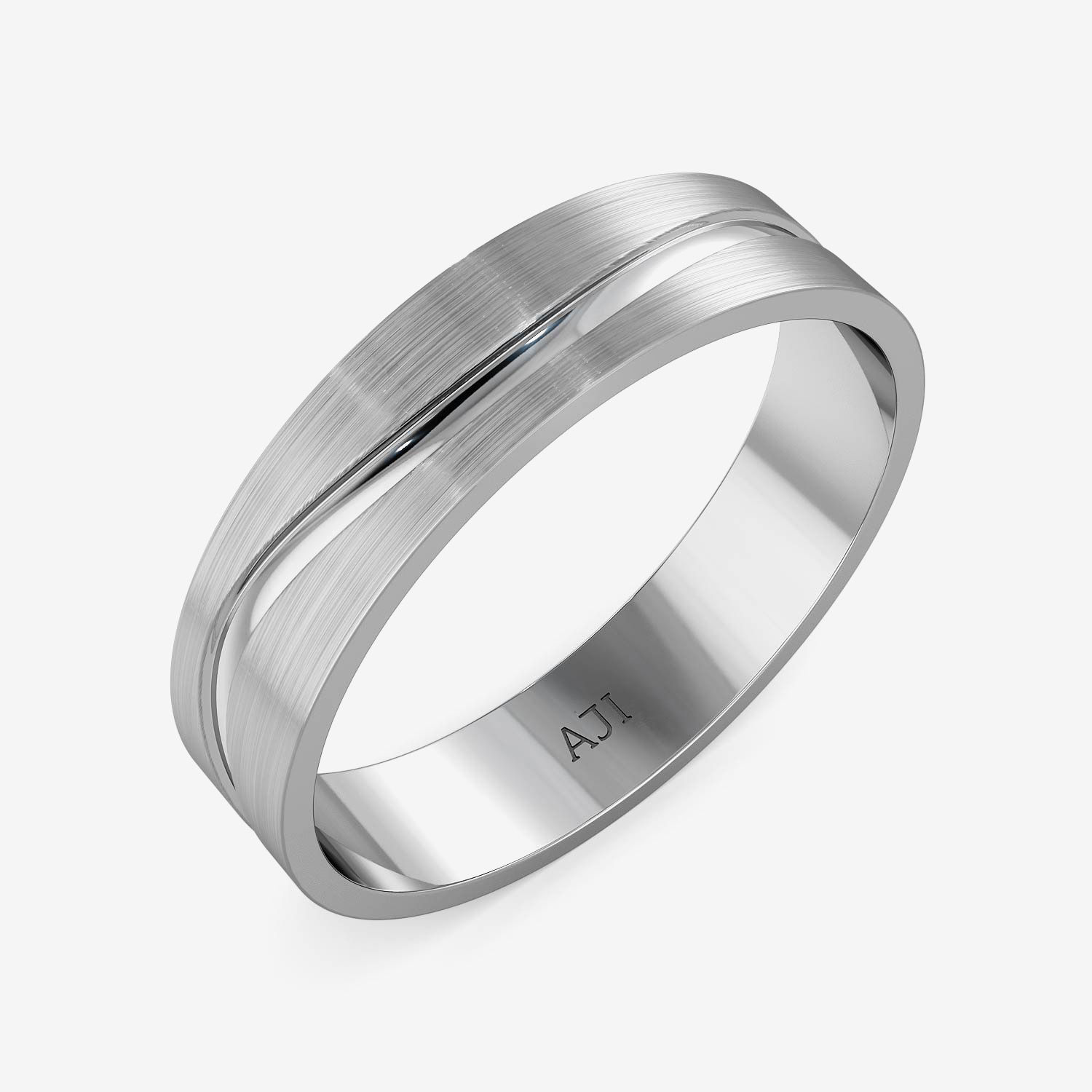 Striking Wavy Pattern Mens Platinum Ring