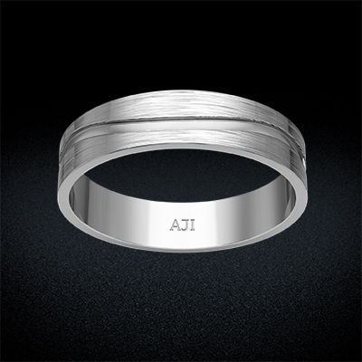 Striking Wavy Pattern Mens Platinum Ring alternate view 2