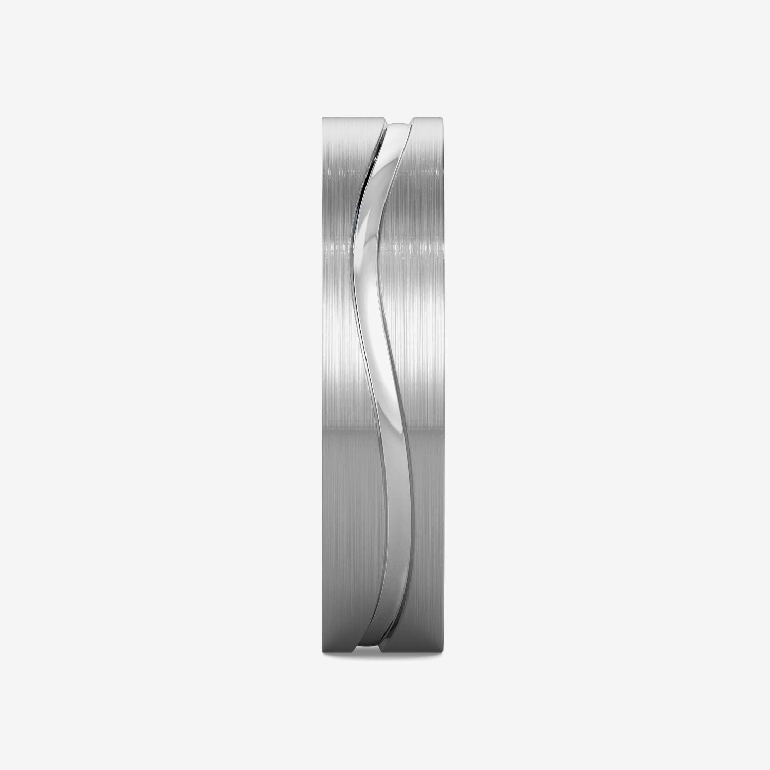 Striking Wavy Pattern Mens Platinum Ring image