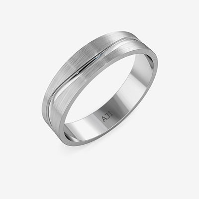 Striking Wavy Pattern Mens Platinum Ring alternate view 1