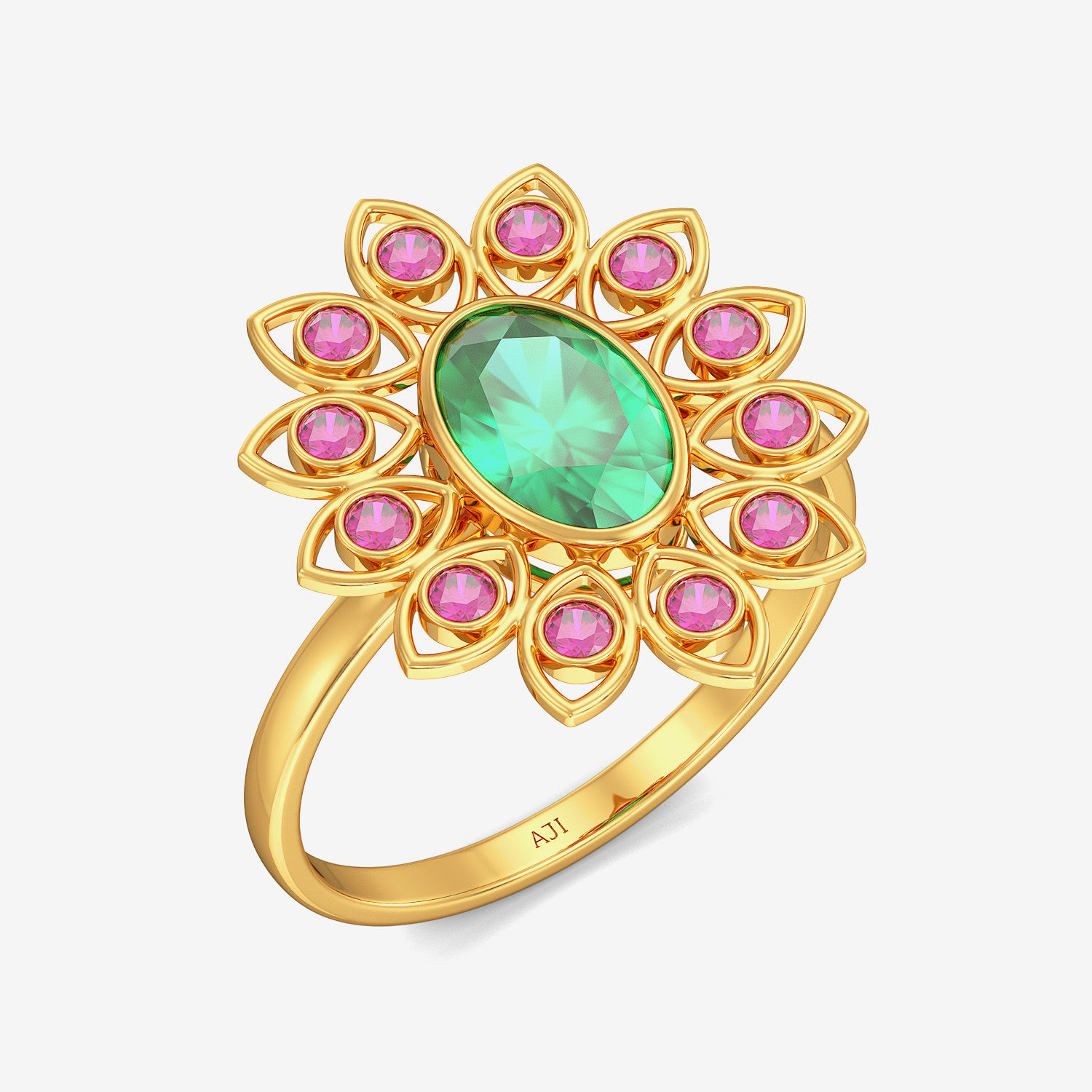 Fresh Emerald Core Floral Ring