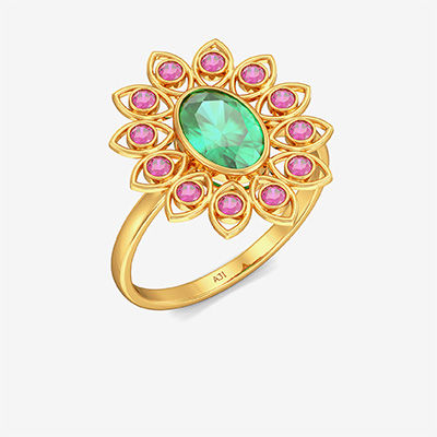 Fresh Emerald Core Floral Ring alternate view 1