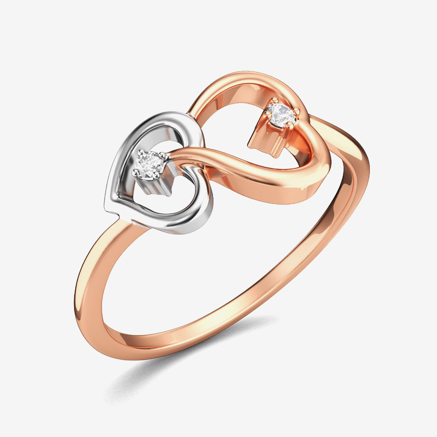 Fluttering Couple Heart Diamond Ring image