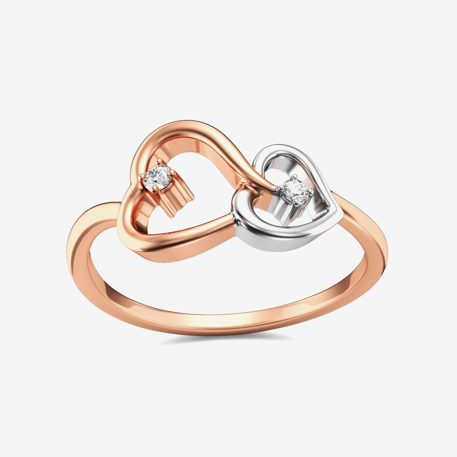 Fluttering Couple Heart Diamond Ring image