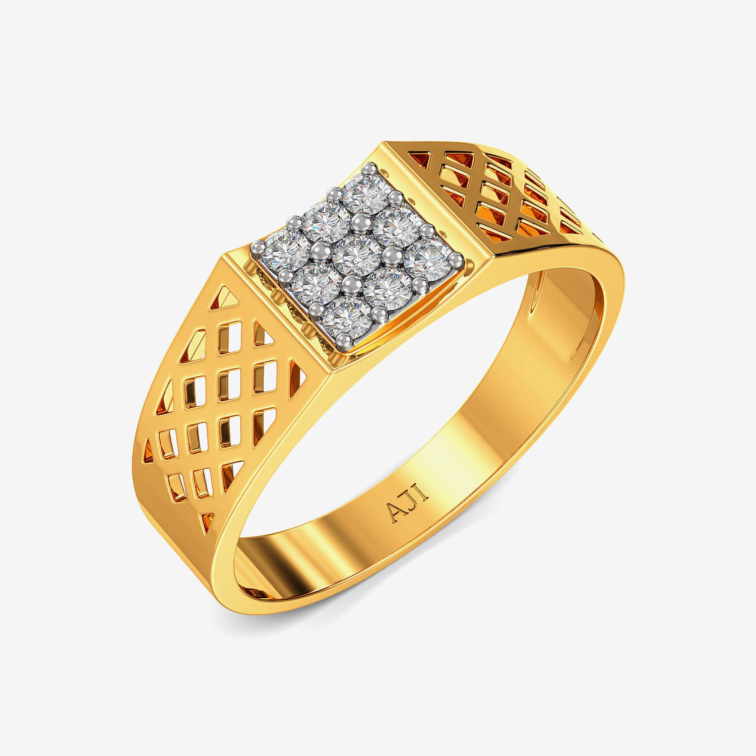 Glowing Net Motif Exotic Mens Diamond Ring