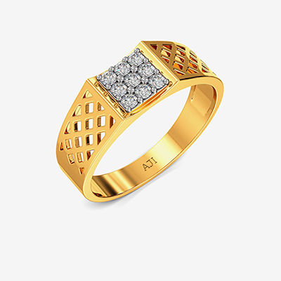 Glowing Net Motif Exotic Mens Diamond Ring alternate view 1