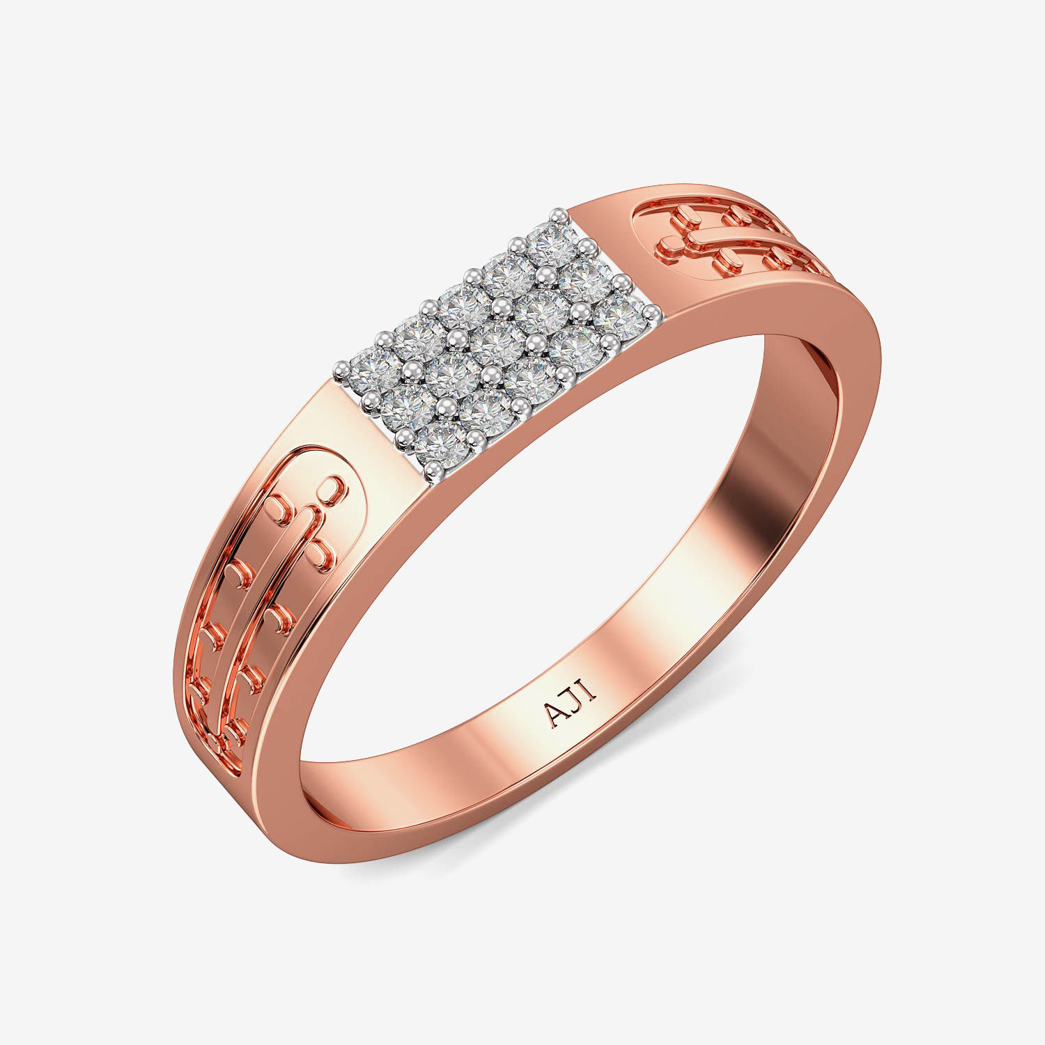 Fine Designer Rose-gold Mens Diamond Ring