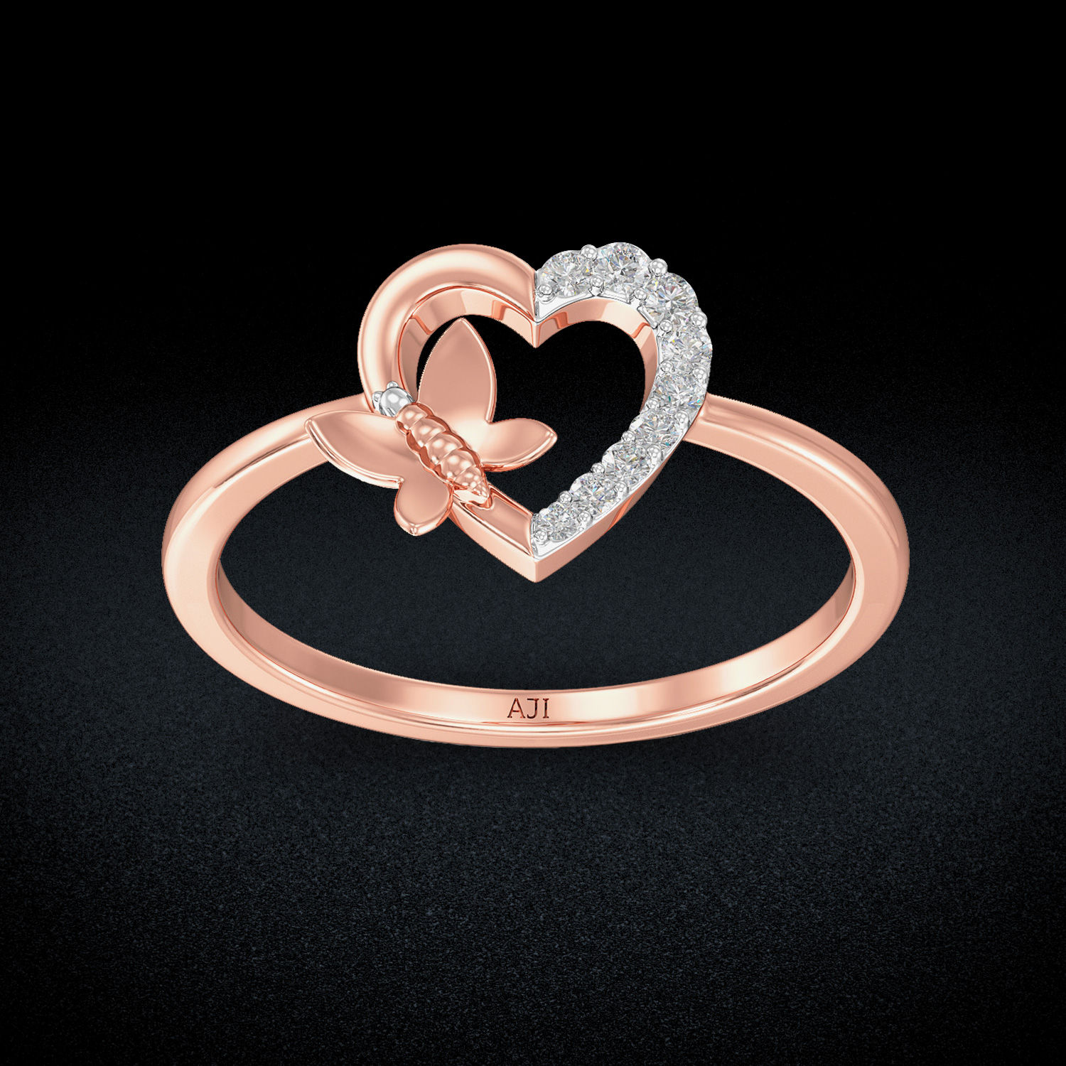 Fragile Butterfly Heart Diamond Ring image
