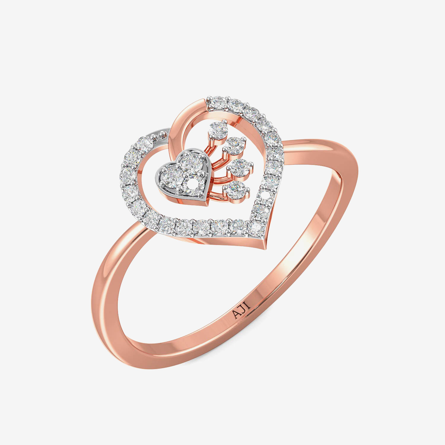 Beautiful Floral Heart Diamond Ring